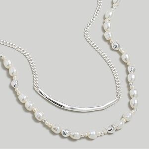 NWT Madewell Two-Pack Freshwater Pearl Chain Necklace Set 2 set Silver